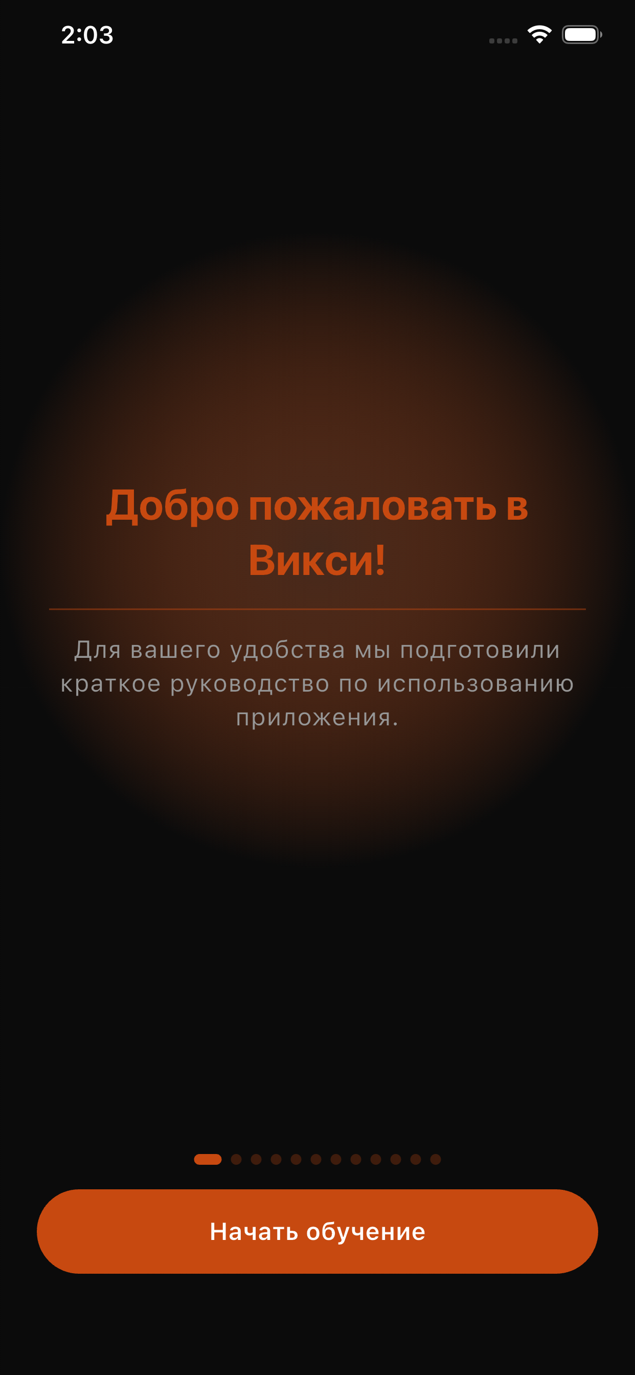 Экран приветствия Викси